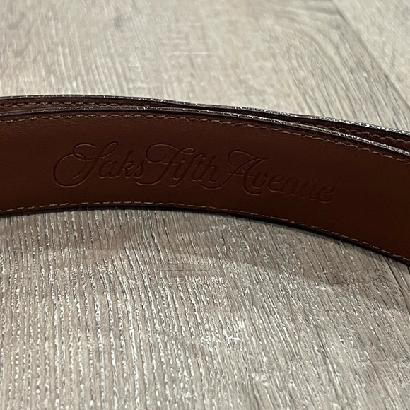 Saks Fifth Avenue Sz 46 Antique Brown Aniline Kipskin Shoulder Made in USA Belt - Picture 5 of 13